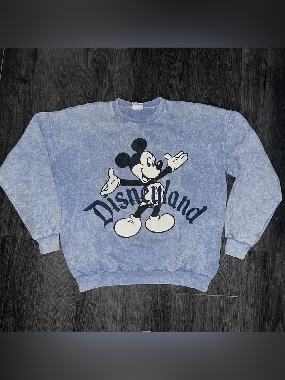 Vintage Disney Mickey Inc Disneyland Acid Wash Blue Mickey Crewneck Sweatshirt